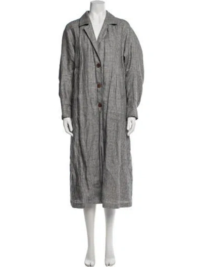 Pre-owned Rachel Comey Linen Plaid Print Coat In Grey