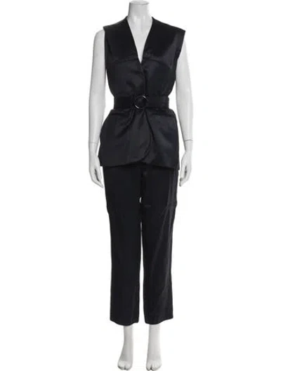 Pre-owned Rachel Comey Linen Pleated Accents Pant Set In Blue