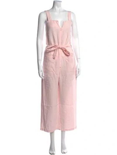 Pre-owned Rachel Comey Linen Plunge Neckline Jumpsuit In Pink
