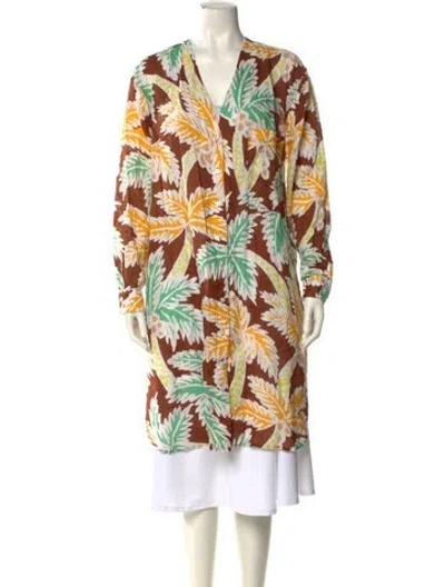 Pre-owned Rachel Comey Linen Printed Tunic In Brown