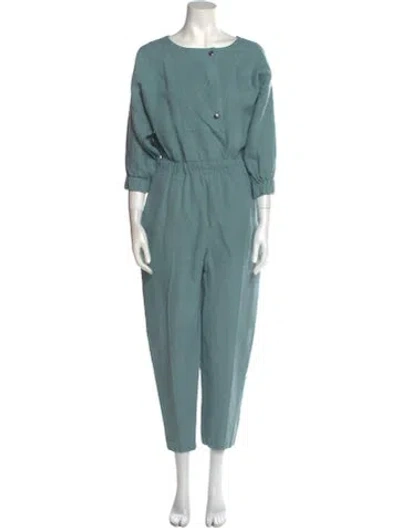 Pre-owned Rachel Comey Linen Scoop Neck Jumpsuit In Blue
