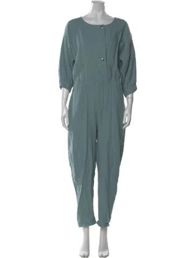 Pre-owned Rachel Comey Linen Scoop Neck Jumpsuit In Blue