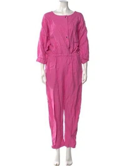 Pre-owned Rachel Comey Linen Scoop Neck Jumpsuit In Pink