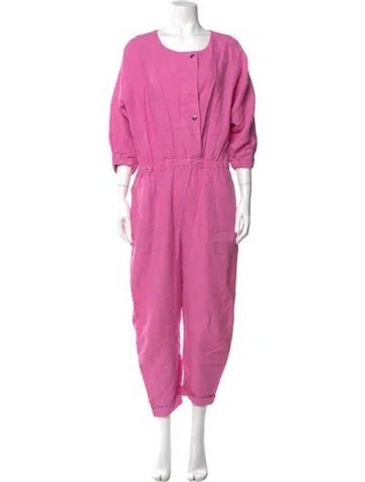 Pre-owned Rachel Comey Linen Scoop Neck Jumpsuit In Pink