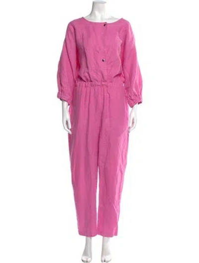 Pre-owned Rachel Comey Linen Scoop Neck Jumpsuit In Pink