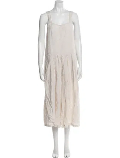 Pre-owned Rachel Comey Linen Scoop Neck Jumpsuit In White