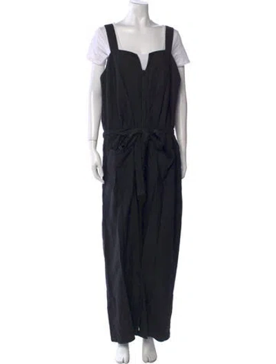 Pre-owned Rachel Comey Linen Square Neckline Jumpsuit In Black