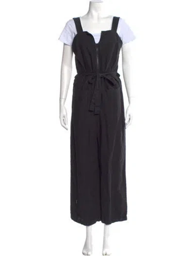 Pre-owned Rachel Comey Linen Square Neckline Jumpsuit In Black