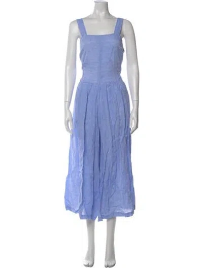 Pre-owned Rachel Comey Linen Square Neckline Jumpsuit W/ Tags In Blue