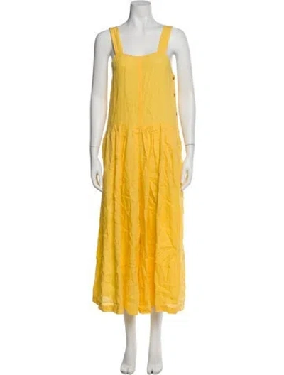 Pre-owned Rachel Comey Linen Square Neckline Jumpsuit In Yellow