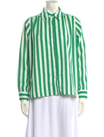 Pre-owned Rachel Comey Linen Striped Blouse In Green