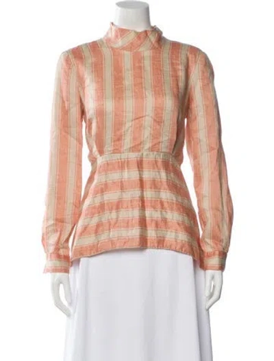 Pre-owned Rachel Comey Linen Striped Blouse In Neutrals/pink