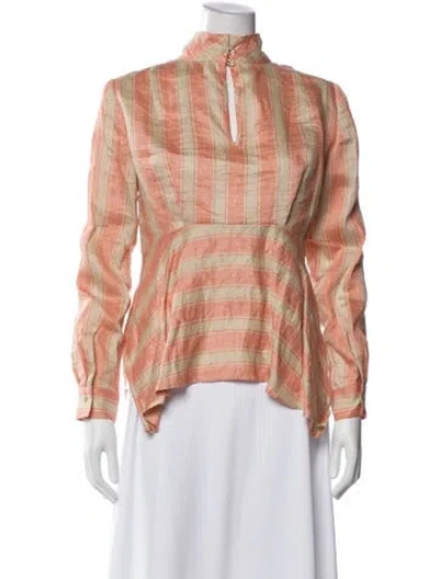 Pre-owned Rachel Comey Linen Striped Blouse In Pink
