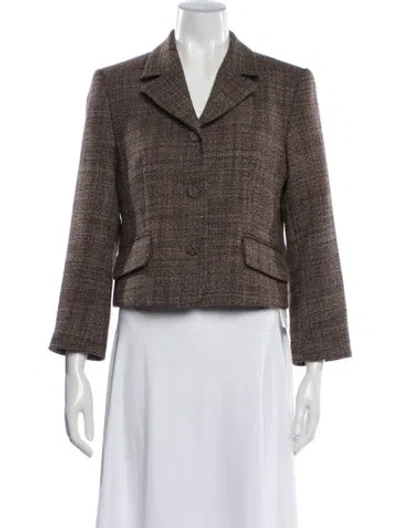 Pre-owned Rachel Comey Linen Tweed Pattern Blazer In Brown