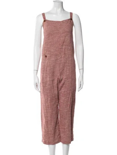 Pre-owned Rachel Comey Linen Tweed Pattern Jumpsuit In Red