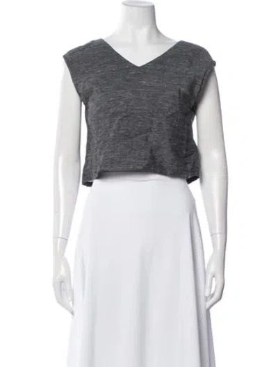 Pre-owned Rachel Comey Linen V-neck Crop Top In Blue