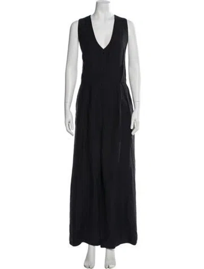 Pre-owned Rachel Comey Linen V-neck Jumpsuit In Blue