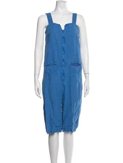 Pre-owned Rachel Comey Linen V-neck Jumpsuit In Blue