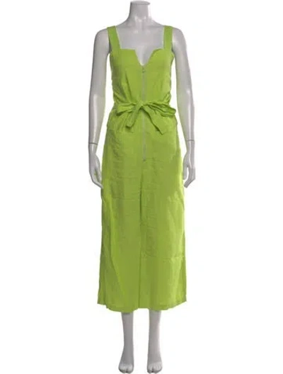 Pre-owned Rachel Comey Linen V-neck Jumpsuit In Green