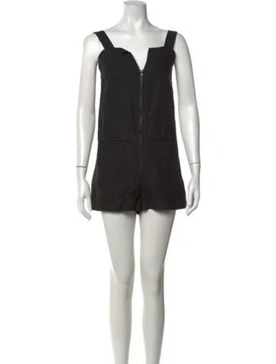 Pre-owned Rachel Comey Linen V-neck Romper In Black