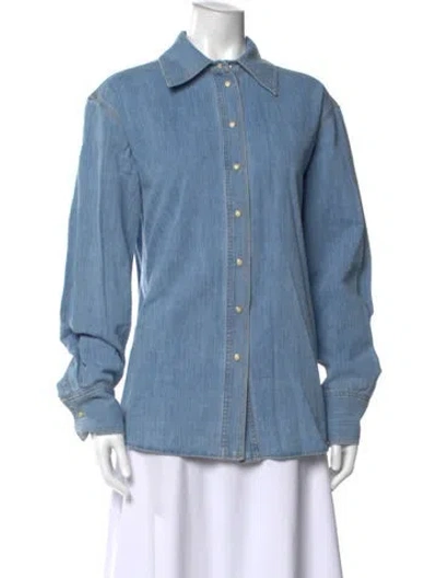 Pre-owned Rachel Comey Long Sleeve Button-up Top In Blue
