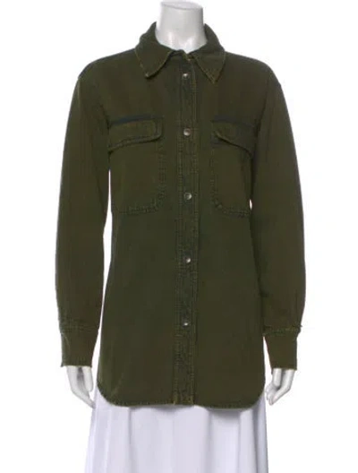 Pre-owned Rachel Comey Long Sleeve Button-up Top In Green