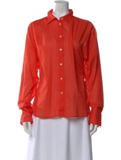 Pre-owned Rachel Comey Long Sleeve Button-up Top In Orange