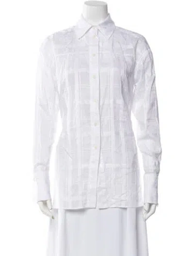 Pre-owned Rachel Comey Long Sleeve Button-up Top In White