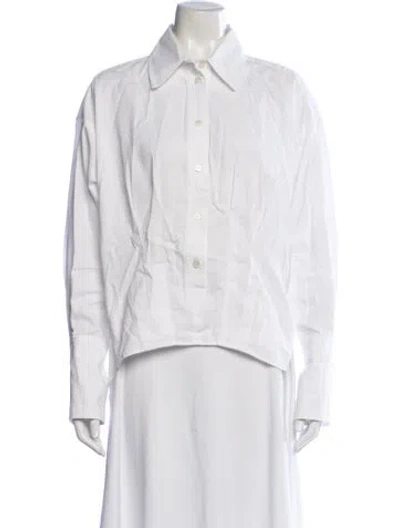 Pre-owned Rachel Comey Long Sleeve Button-up Top In White
