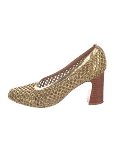 Pre-owned Rachel Comey Mesh Lace Pattern Pumps In Gold/metallic