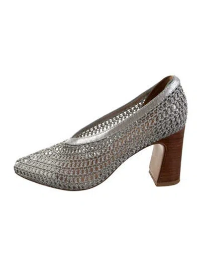Pre-owned Rachel Comey Mesh Lace Pattern Pumps In Metallic/silver