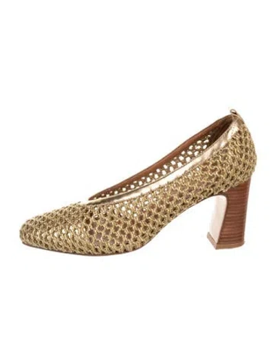 Pre-owned Rachel Comey Mesh Leather Trim Embellishment Pumps