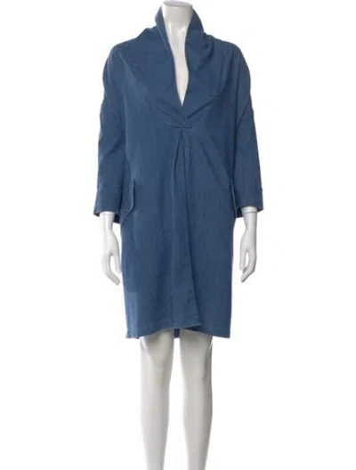 Pre-owned Rachel Comey Mock Neck Mini Dress In Blue