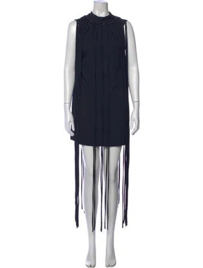 Pre-owned Rachel Comey Mock Neck Mini Dress In Blue