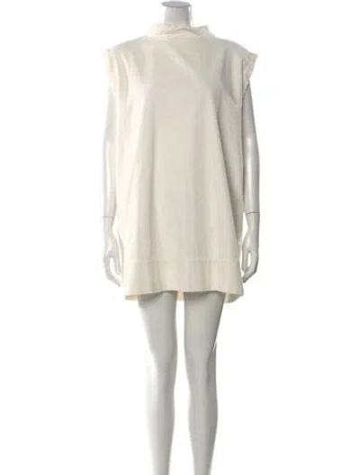 Pre-owned Rachel Comey Mock Neck Mini Dress In Neutral