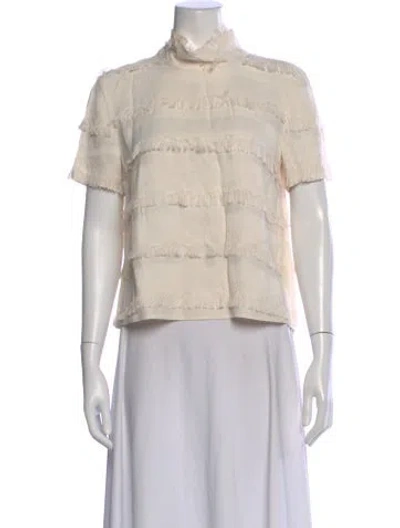 Pre-owned Rachel Comey Mock Neck Short Sleeve Top In Neutral