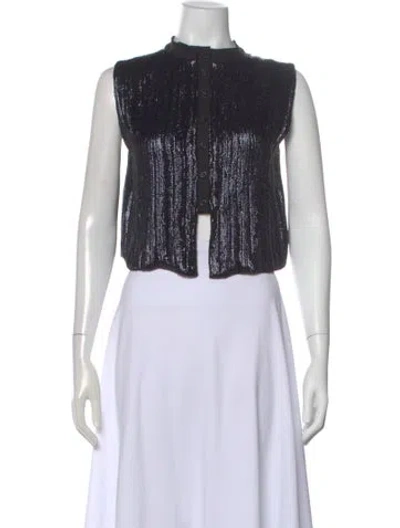 Pre-owned Rachel Comey Mock Neck Sleeveless Crop Top In Blue