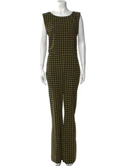 Pre-owned Rachel Comey Nylon Plaid Print Jumpsuit In Black