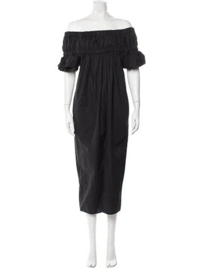 Pre-owned Rachel Comey Off-the-shoulder Long Dress In Black