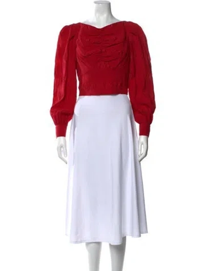 Pre-owned Rachel Comey Off-the-shoulder Long Sleeve Blouse In Red