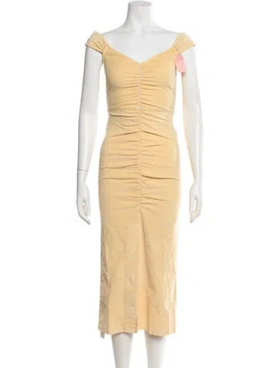 Pre-owned Rachel Comey Off-the-shoulder Midi Length Dress W/ Tags In Yellow
