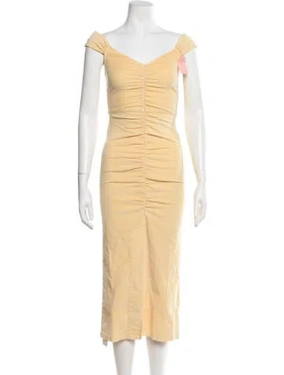 Pre-owned Rachel Comey Off-the-shoulder Midi Length Dress W/ Tags In Yellow
