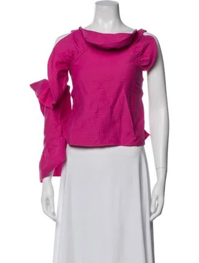 Pre-owned Rachel Comey Off-the-shoulder Short Sleeve Top In Pink