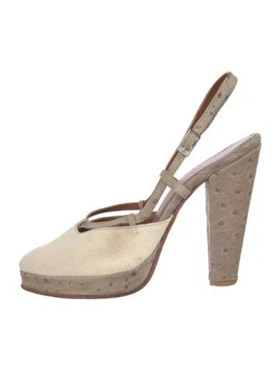 Pre-owned Rachel Comey Ostrich Animal Print Pumps In Neutrals