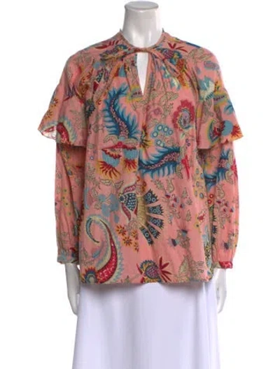 Pre-owned Rachel Comey Paisley Print Tie Neck Blouse In Pink