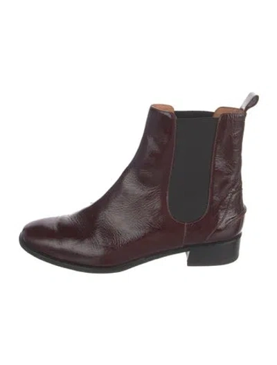 Pre-owned Rachel Comey Patent Leather Chelsea Boots In Burgundy