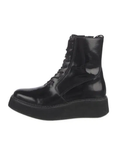 Pre-owned Rachel Comey Patent Leather Combat Boots In Black