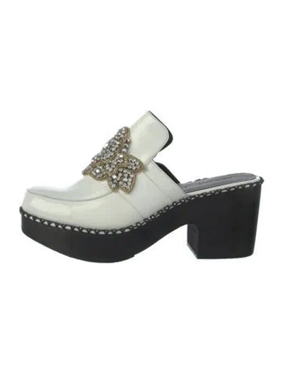 Pre-owned Rachel Comey Patent Leather Crystal Embellishments Mules In Green