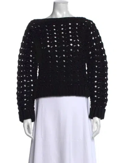Pre-owned Rachel Comey Patterned Bateau Neckline Sweater In Black