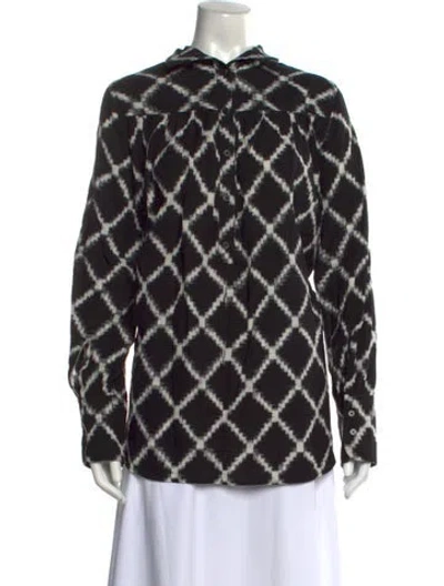 Pre-owned Rachel Comey Patterned Long Sleeve Blouse In Black